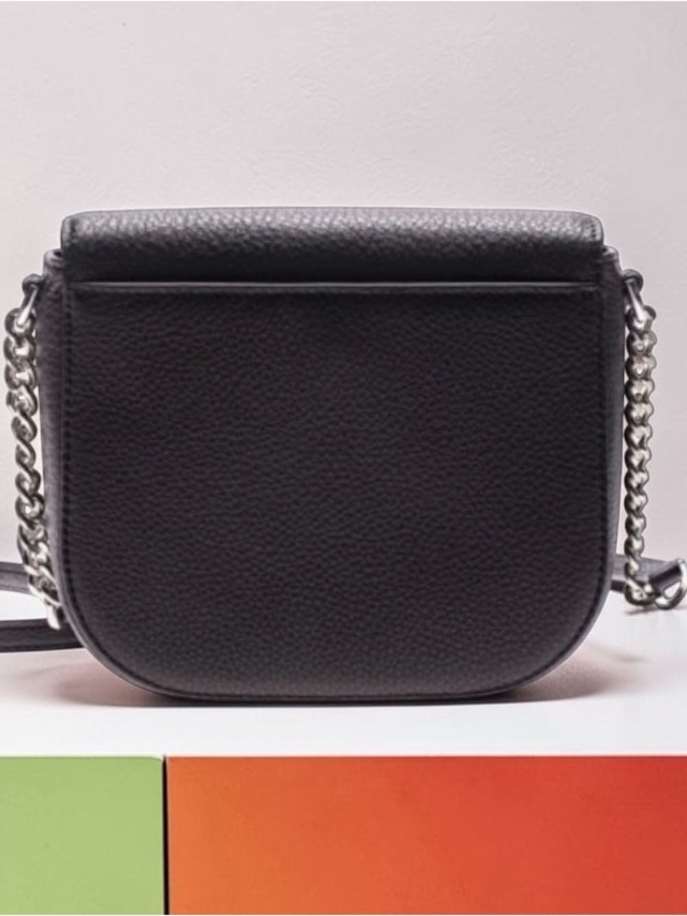 Michael Kors Mott Black Pebbled Leather Saddle Crossbody - Picture 5 of 14